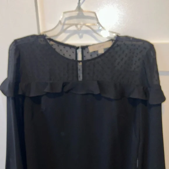 LOFT Black Long Sleeve Ruffle Dress - Picture 4 of 4